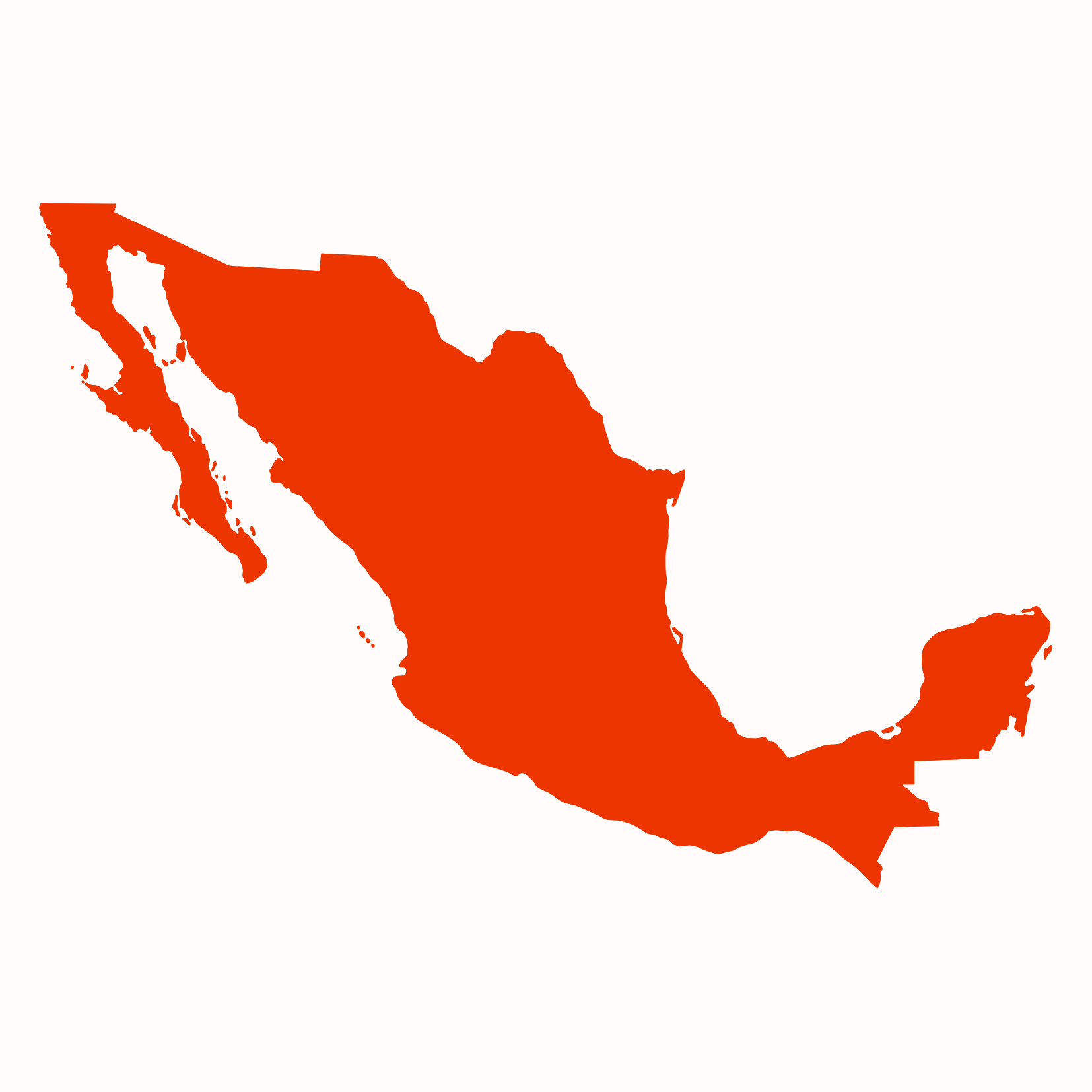 Outline of the country Mexico.