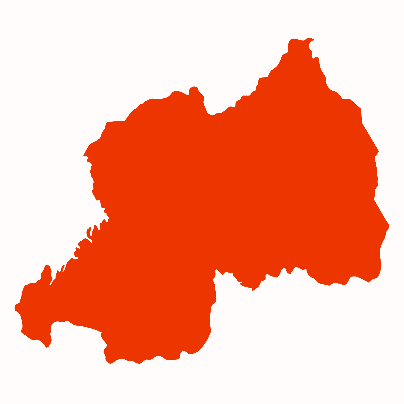 Outline of the country Rwanda.