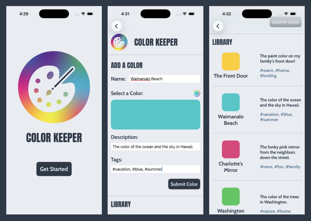 A row of 3 app screens.