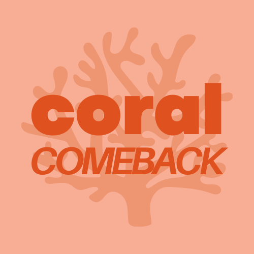 A red and pink coral logo with the words Coral Comeback.