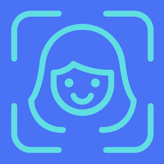 A blue and teal outline of a face.